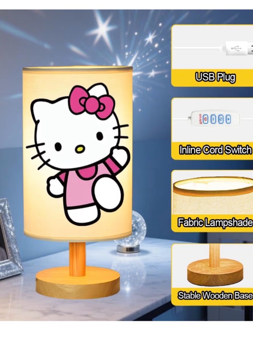 Hello Kitty Pink Table Lamp - Picture 2 of 4